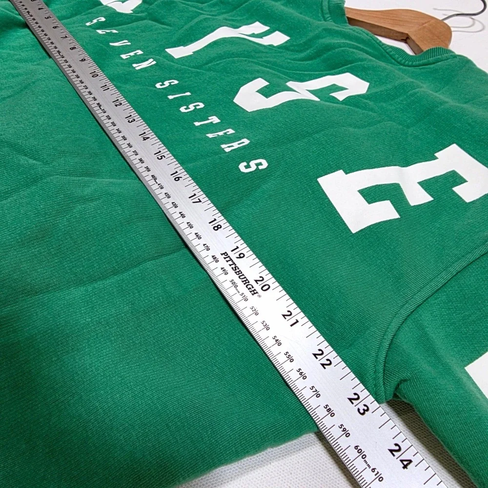 Seven Sisters Sweatshirt S Green Oversized Graphic Crewneck Pullover Streetwear